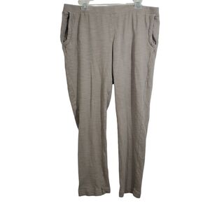 J. Jill Pure Cotton Pants Pull On Beige Tan Comfy Lounge Casual Neutral Large